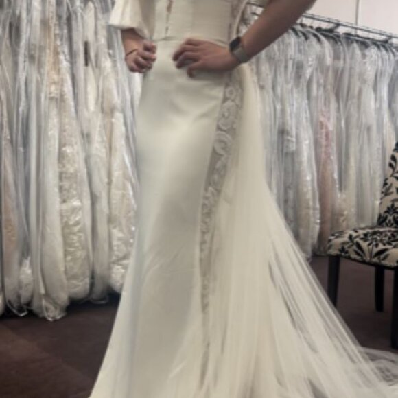 Brand New $2267 Wedding Dress & Overskirt Size 2 Luana Willowby by Watters!